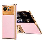 For Xiaomi Mix Fold 2 Electroplated Frame Plain Leather Phone Case(Pink) - 1