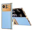 For Xiaomi Mix Fold 2 Electroplated Frame Plain Leather Phone Case(Blue) - 1