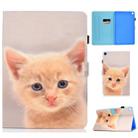 For Galaxy Tab S6 Lite Sewing Thread Horizontal Painted Flat Leather Case with Pen Cover & Anti Skid Strip & Card Slot & Holder(Cute Cat) - 1