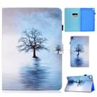 For Galaxy Tab S6 Lite Sewing Thread Horizontal Painted Flat Leather Case with Pen Cover & Anti Skid Strip & Card Slot & Holder(Tree In Water) - 1