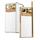 For Xiaomi Mix Fold 2 Plain Leather Double Hinged Folding Phone Case with Stylus(Gold+Silver) - 1