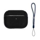 For AirPods Pro 2 Nylon Waterproof Wireless Earphone Case with Lanyard(Black) - 1