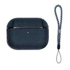 For AirPods Pro 2 Nylon Waterproof Wireless Earphone Case with Lanyard(Dark Blue) - 1