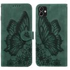 For Samsung Galaxy A04 Retro Skin Feel Butterflies Embossing Horizontal Flip Leather Phone Case(Green) - 1