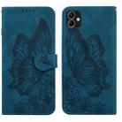 For Samsung Galaxy A04 Retro Skin Feel Butterflies Embossing Horizontal Flip Leather Phone Case(Blue) - 1