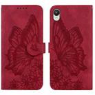 For Samsung Galaxy A23E Retro Skin Feel Butterflies Embossing Horizontal Flip Leather Phone Case(Red) - 1