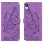 For Samsung Galaxy A23E Retro Skin Feel Butterflies Embossing Horizontal Flip Leather Phone Case(Purple) - 1