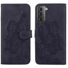 For Samsung Galaxy S23 5G Retro Skin Feel Butterflies Embossing Horizontal Flip Leather Phone Case(Black) - 1