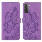 For Samsung Galaxy S23 5G Retro Skin Feel Butterflies Embossing Horizontal Flip Leather Phone Case(Purple) - 1