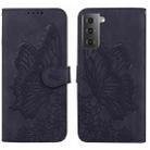 For Samsung Galaxy S23+ 5G Retro Skin Feel Butterflies Embossing Horizontal Flip Leather Phone Case(Black) - 1