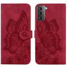 For Samsung Galaxy S23+ 5G Retro Skin Feel Butterflies Embossing Horizontal Flip Leather Phone Case(Red) - 1