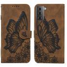 For Samsung Galaxy S23+ 5G Retro Skin Feel Butterflies Embossing Horizontal Flip Leather Phone Case(Brown) - 1