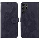 For Samsung Galaxy S23 Ultra 5G Retro Skin Feel Butterflies Embossing Horizontal Flip Leather Phone Case(Black) - 1