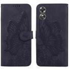 For OPPO A17 Retro Skin Feel Butterflies Embossing Horizontal Flip Leather Phone Case(Black) - 1