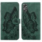 For OPPO A17 Retro Skin Feel Butterflies Embossing Horizontal Flip Leather Phone Case(Green) - 1