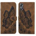 For OPPO A17 Retro Skin Feel Butterflies Embossing Horizontal Flip Leather Phone Case(Brown) - 1