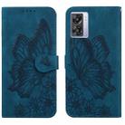 For OPPO A57 5G Retro Skin Feel Butterflies Embossing Horizontal Flip Leather Phone Case(Blue) - 1