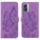 For OPPO A57 5G Retro Skin Feel Butterflies Embossing Horizontal Flip Leather Phone Case(Purple) - 1