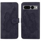 For Google Pixel 7 Pro 5G Retro Skin Feel Butterflies Embossing Horizontal Flip Leather Phone Case(Black) - 1