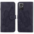 For Xiaomi Poco M4 5G Retro Skin Feel Butterflies Embossing Horizontal Flip Leather Phone Case(Black) - 1