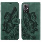 For Xiaomi Poco M4 5G Retro Skin Feel Butterflies Embossing Horizontal Flip Leather Phone Case(Green) - 1