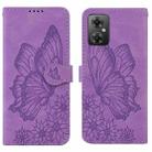 For Xiaomi Poco M4 5G Retro Skin Feel Butterflies Embossing Horizontal Flip Leather Phone Case(Purple) - 1