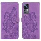 For Xiaomi 12T / 12T Pro / Redmi K50 Ultra Retro Skin Feel Butterflies Embossing Horizontal Flip Leather Phone Case(Purple) - 1