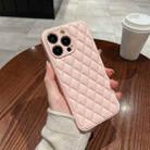For iPhone 13 Pro Rhombic Texture Lambskin Phone Case(Pink) - 1