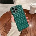 For iPhone 12 Rhombic Texture Lambskin Phone Case(Green) - 1