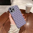 For iPhone 12 mini Rhombic Texture Lambskin Phone Case(Purple) - 1