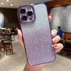 For iPhone X / XS High Transparent Gradient Color Glitter TPU Phone Case(Dark Purple) - 1