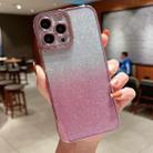 For iPhone 13 mini High Transparent Gradient Color Glitter TPU Phone Case(Pink) - 1
