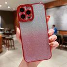 For iPhone 13 Pro Max High Transparent Gradient Color Glitter TPU Phone Case(Red) - 1