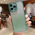 For iPhone 14 Pro High Transparent Gradient Color Glitter TPU Phone Case(Light Green) - 1