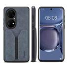 For Huawei P50 Denior DV Elastic Card PU Back Cover Phone Case(Grey) - 1