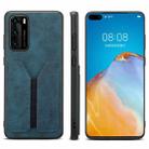 For Huawei P40 Denior DV Elastic Card PU Back Cover Phone Case(Blue) - 1