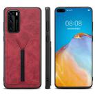 For Huawei P40 Denior DV Elastic Card PU Back Cover Phone Case(Red) - 1