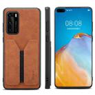 For Huawei P40 Denior DV Elastic Card PU Back Cover Phone Case(Brown) - 1