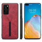 For Huawei P40 Pro Denior DV Elastic Card PU Back Cover Phone Case(Red) - 1