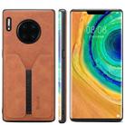 For Huawei Mate 30 Denior DV Elastic Card PU Back Cover Phone Case(Brown) - 1