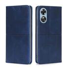 For OPPO A17 Cow Texture Magnetic Leather Phone Case(Blue) - 1