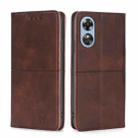 For OPPO A17 Cow Texture Magnetic Leather Phone Case(Dark Brown) - 1