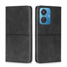 For vivo T1 Snapdragon 680/iQOO Z6 44W Cow Texture Magnetic Leather Phone Case(Black) - 1