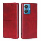 For vivo T1 Snapdragon 680/iQOO Z6 44W Cow Texture Magnetic Leather Phone Case(Red) - 1