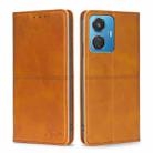For vivo T1 Snapdragon 680/iQOO Z6 44W Cow Texture Magnetic Leather Phone Case(Light Brown) - 1