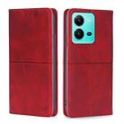 For vivo V25 5G/V25e 5G Cow Texture Magnetic Leather Phone Case(Red) - 1