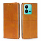 For vivo V25 5G/V25e 5G Cow Texture Magnetic Leather Phone Case(Light Brown) - 1