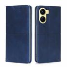 For vivo Y16 4G/Y02s 4G Cow Texture Magnetic Leather Phone Case(Blue) - 1