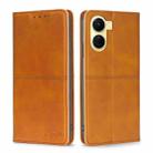 For vivo Y16 4G/Y02s 4G Cow Texture Magnetic Leather Phone Case(Light Brown) - 1