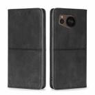 For Sharp Aquos sense7 Plus Cow Texture Magnetic Leather Phone Case(Black) - 1